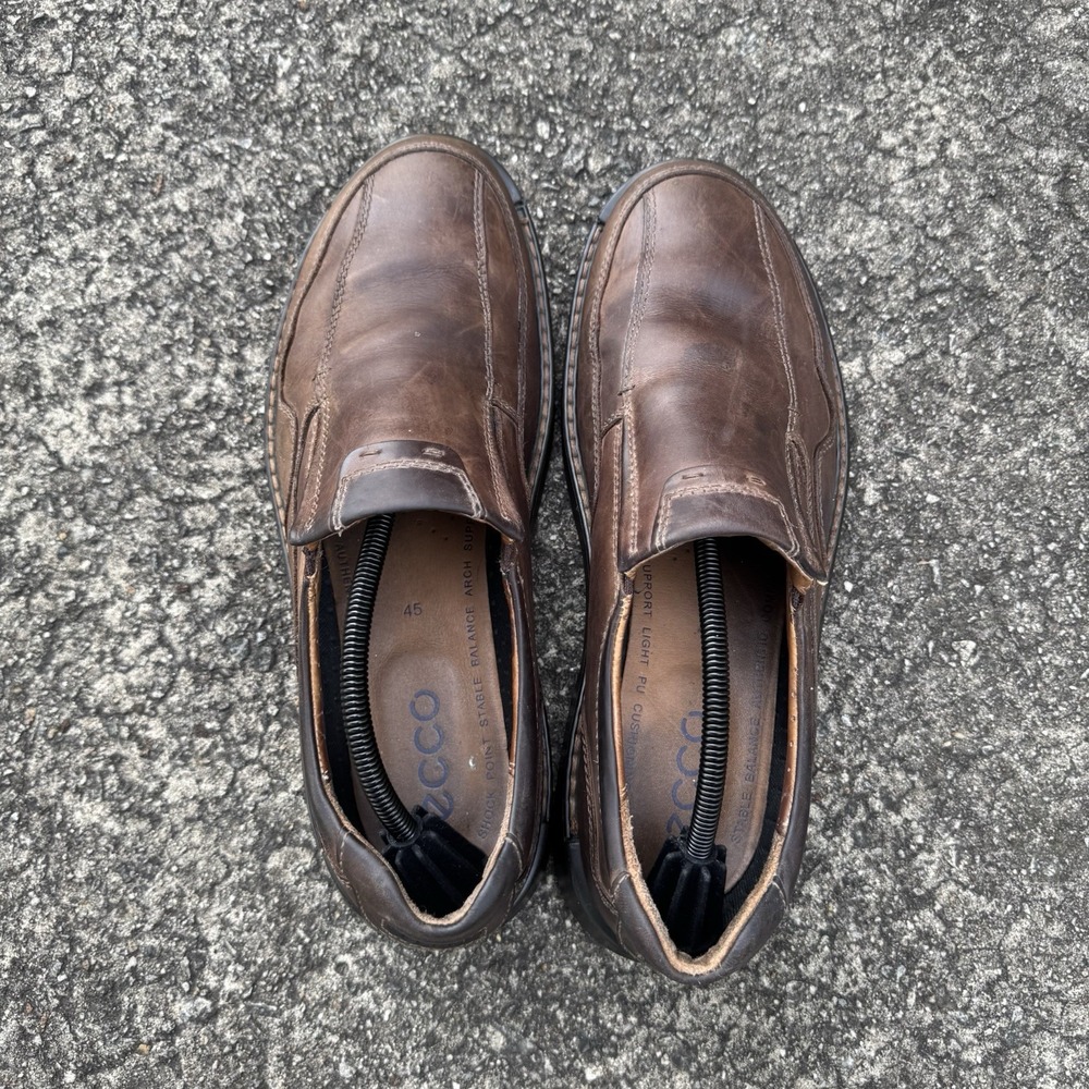 ECCO Men's Fusion II Slip On Leather Shoes Brown Size EUR 45 US 11-11.5 - Picture 7 of 12